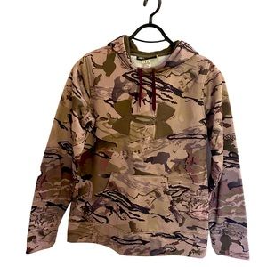 Under Armour Hoodie Men's S Camouflage Loose Desert Sands Camo Coldgear Hunting